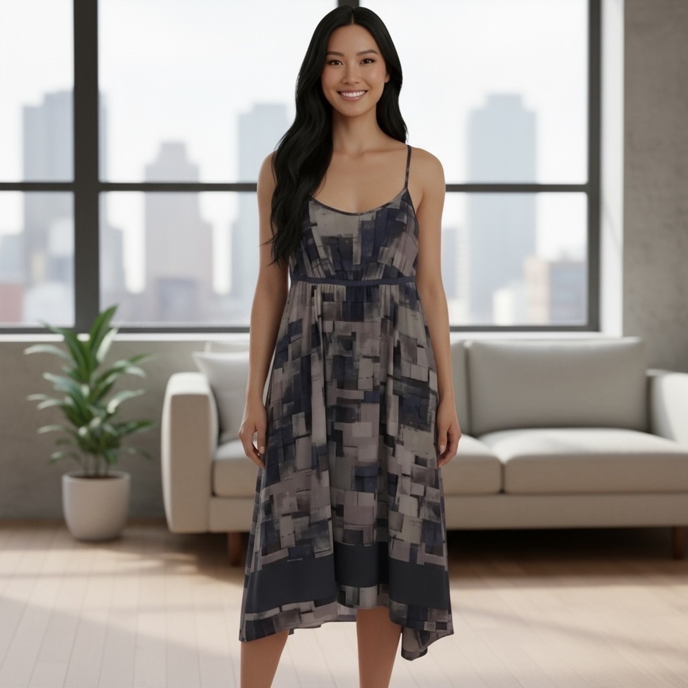 Abstract Print Midi Dress – Flowy & Chic